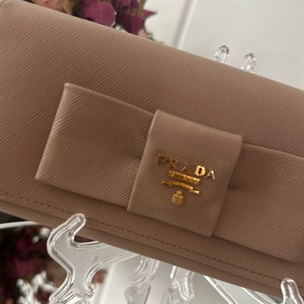 Prada Saffiano Bow Fiocco Orchidea Large Wallet - Picture 4 of 14
